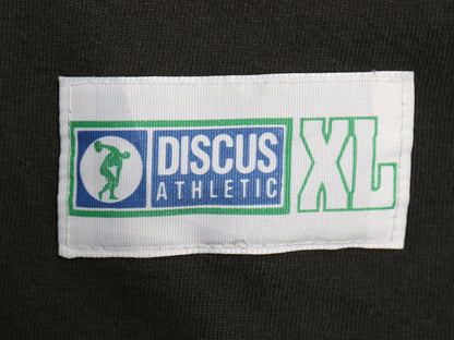90s USA製 ディスカス モックネック 長袖 Tシャツ メンズ XL 古着 オールド ロンT コットン ストレッチ カットソー 無地 大きいサイズ 黒