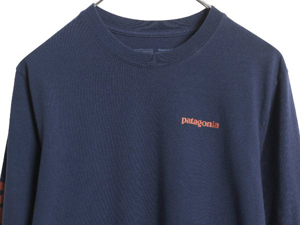 パタゴニア プリント 長袖 Tシャツ メンズ S / 18年製 アウトドア ロンT ロングスリーブ 袖プリント カットソー クルーネック ワンポイント