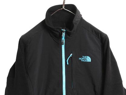 ノースフェイス デナリ ジャケット レディース S / アウトドア フリース ナイロン ジャンパー フルジップ ブルゾン ハイネック ブラック 青