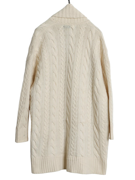 ポロ ラルフローレン ショールカラー ニット ガウン レディース XS ウール カシミヤ ケーブル セーター ローブ カーディガン ロング 羽織り