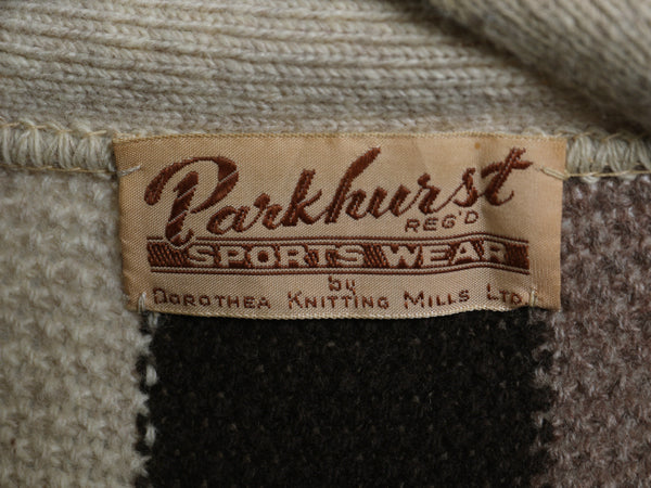60s 70s カナダ製 ★ Parkhurst ウール ニット カーディガン メンズ L ヴィンテージ ストライプ パール編み セーター 羽織り マルチカラー