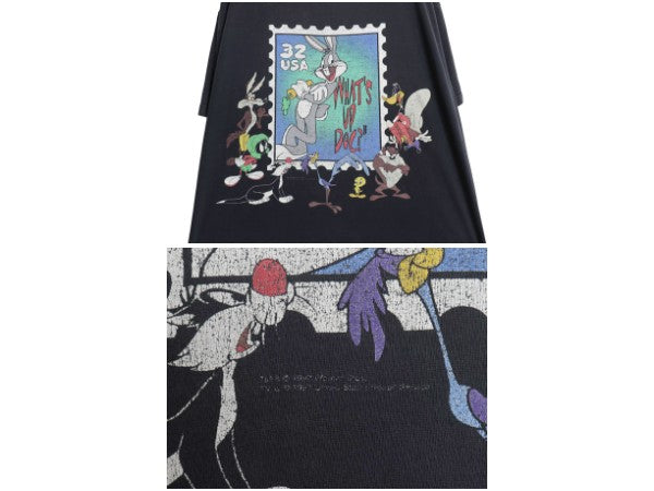 90s USA製 ワーナー キャラクター プリント Tシャツ メンズ XL オールド イラスト アート ヘビーウェイト コットン 大きいサイズ ブラック