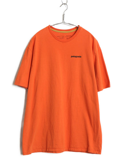 パタゴニア 両面 プリント 半袖 Tシャツ メンズ L / 21年製 アウトドア オーガニック コットン P6 バックプリント ボックスロゴ オレンジ