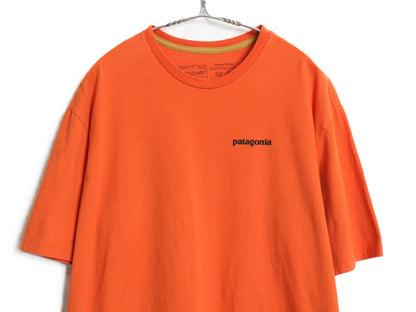 パタゴニア 両面 プリント 半袖 Tシャツ メンズ L / 21年製 アウトドア オーガニック コットン P6 バックプリント ボックスロゴ オレンジ