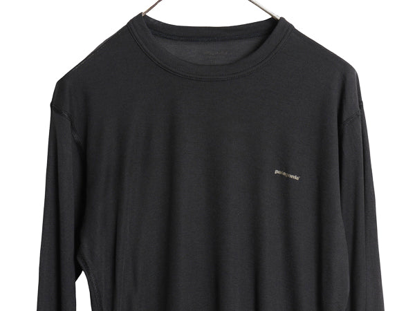 00s USA製 パタゴニア キャプリーン 長袖 Tシャツ メンズ M 古着 02年製 オールド アウトドア ストレッチ ロンT アンダーシャツ ブラック