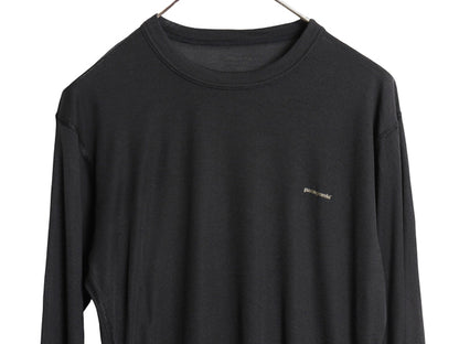 00s USA製 パタゴニア キャプリーン 長袖 Tシャツ メンズ M 古着 02年製 オールド アウトドア ストレッチ ロンT アンダーシャツ ブラック