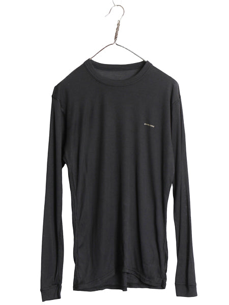 00s USA製 パタゴニア キャプリーン 長袖 Tシャツ メンズ M 古着 02年製 オールド アウトドア ストレッチ ロンT アンダーシャツ ブラック