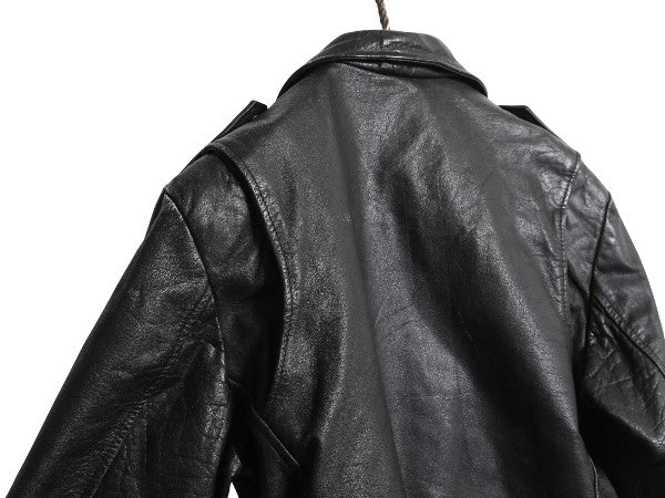 80s 90s パキスタン製 ウィルソンズ 本革 レザー ダブル ライダース ジャケット メンズ L オールド ブルゾン 革ジャン パキジャン 中綿 黒