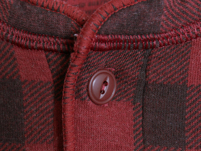 エルエルビーン ヘンリーネック チェック 長袖 Tシャツ メンズ M ロンT TRADITIONAL FIT バッファロー ツートン ブラック レッド 2レイヤー