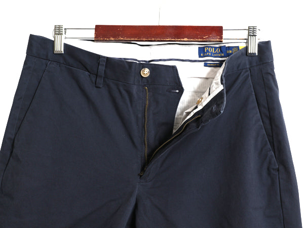 ポロ ラルフローレン チノ パンツ 32 30 / スラックス チノパン ストレート ノータック アーミー タイプ ワンポイント シンプル ネイビー
