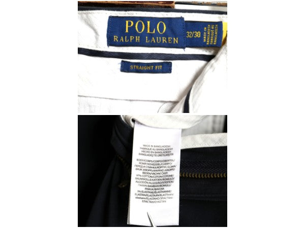 ポロ ラルフローレン チノ パンツ 32 30 / スラックス チノパン ストレート ノータック アーミー タイプ ワンポイント シンプル ネイビー