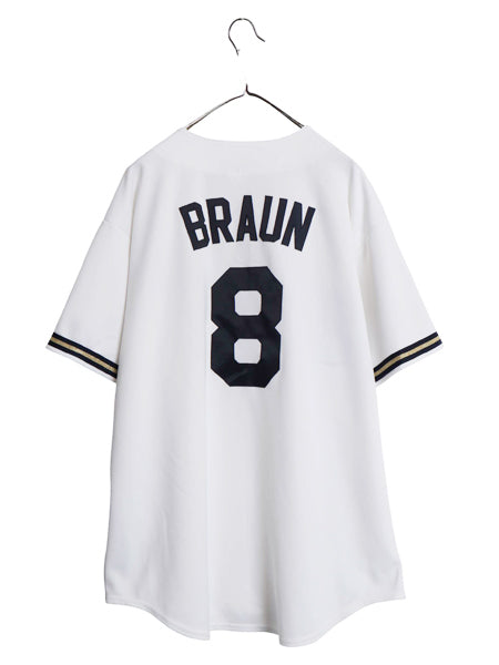 USA製 ブルワーズ ベースボール シャツ メンズ XL 程/ MLB オフィシャル マジェスティック 大リーグ ユニフォーム ゲームシャツ 半袖シャツ