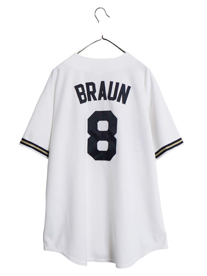 USA製 ブルワーズ ベースボール シャツ メンズ XL 程/ MLB オフィシャル マジェスティック 大リーグ ユニフォーム ゲームシャツ 半袖シャツ