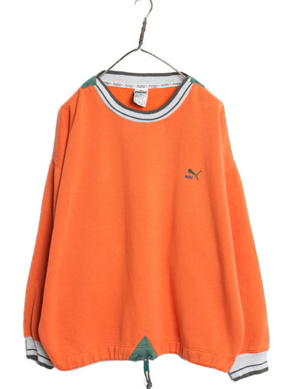 80s プーマ デザイン スウェット メンズ XL / ヴィンテージ 裏起毛 トレーナー スポーツ ワンポイント ロゴ リブライン オレンジ ゆったり
