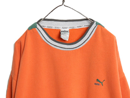 80s プーマ デザイン スウェット メンズ XL / ヴィンテージ 裏起毛 トレーナー スポーツ ワンポイント ロゴ リブライン オレンジ ゆったり