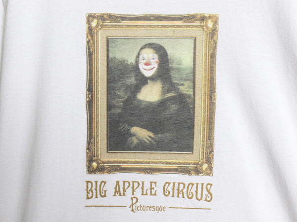 00s ★ モナリザ パロディ イラスト プリント Tシャツ メンズ XL 古着 オールド アート ピエロ ジョーク 企業物 サーカス 当時物 白 anvil