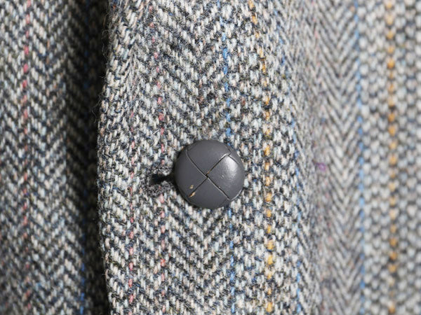 80s USA製 ハリスツイード テーラード ジャケット メンズ L 程/ ヴィンテージ ブレザー ウール ツイード ストライプ マルチカラー トラッド