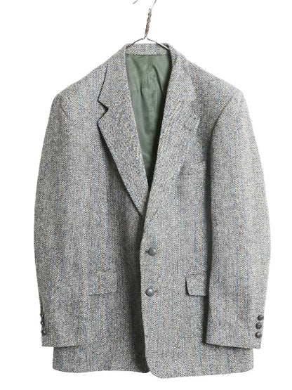 80s USA製 ハリスツイード テーラード ジャケット メンズ L 程/ ヴィンテージ ブレザー ウール ツイード ストライプ マルチカラー トラッド