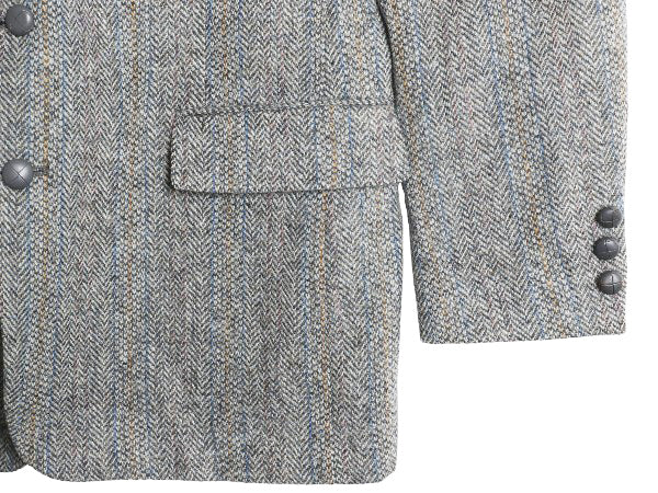 80s USA製 ハリスツイード テーラード ジャケット メンズ L 程/ ヴィンテージ ブレザー ウール ツイード ストライプ マルチカラー トラッド