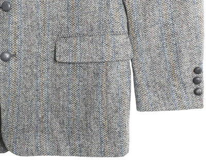 80s USA製 ハリスツイード テーラード ジャケット メンズ L 程/ ヴィンテージ ブレザー ウール ツイード ストライプ マルチカラー トラッド