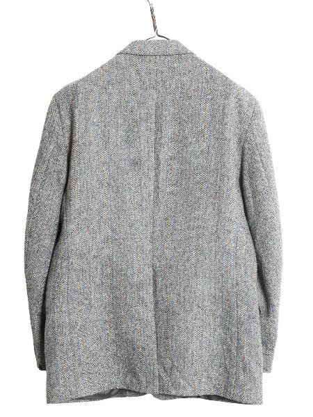 80s USA製 ハリスツイード テーラード ジャケット メンズ L 程/ ヴィンテージ ブレザー ウール ツイード ストライプ マルチカラー トラッド