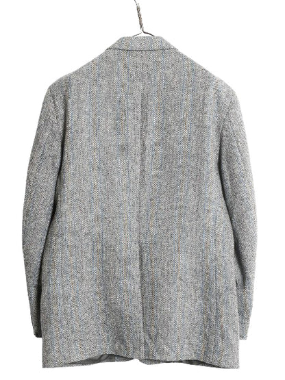 80s USA製 ハリスツイード テーラード ジャケット メンズ L 程/ ヴィンテージ ブレザー ウール ツイード ストライプ マルチカラー トラッド