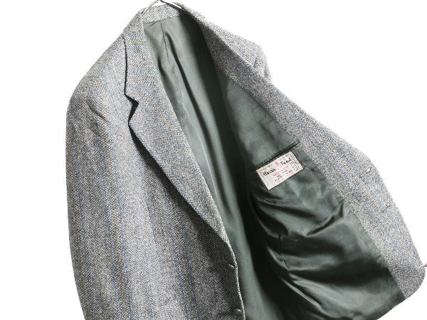 80s USA製 ハリスツイード テーラード ジャケット メンズ L 程/ ヴィンテージ ブレザー ウール ツイード ストライプ マルチカラー トラッド