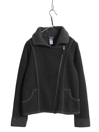 パタゴニア ロスト メープルズ ジャケット レディース M オールド 13年製 フリース フルジップ ハイネック ライダース タイプ シンプル 黒