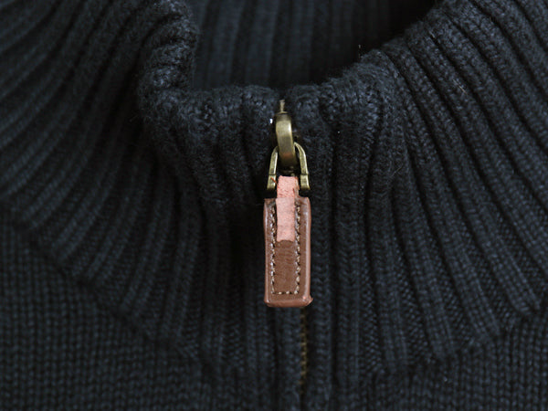 ポロ ラルフローレン ハーフジップ コットン ニット セーター メンズ M 古着 ハイネック 無地 ワンポイント ポニー 刺繍 リブ編み ブラック