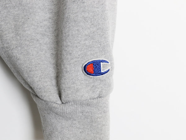 90s USA製 チャンピオン スウェット フード パーカー メンズ XL オールド トレーナー  ワンポイント スクリプト ロゴ 刺繍 大きいサイズ 灰