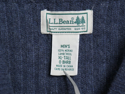 00s エルエルビーン コマンド ニット セーター メンズ XL / リブ編み メリノ ラム ウール ヘンリーネック エルボーパッチ 大きいサイズ 紺