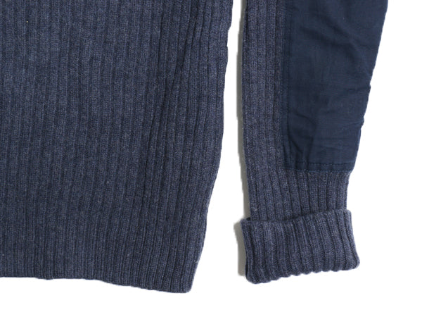 00s エルエルビーン コマンド ニット セーター メンズ XL / リブ編み メリノ ラム ウール ヘンリーネック エルボーパッチ 大きいサイズ 紺