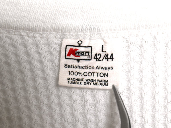 80s Kmart 長袖 サーマル Tシャツ メンズ L ヴィンテージ 100％ コットン クルーネック アンダーシャツ ワッフル ロンT ヘビーウェイト 白