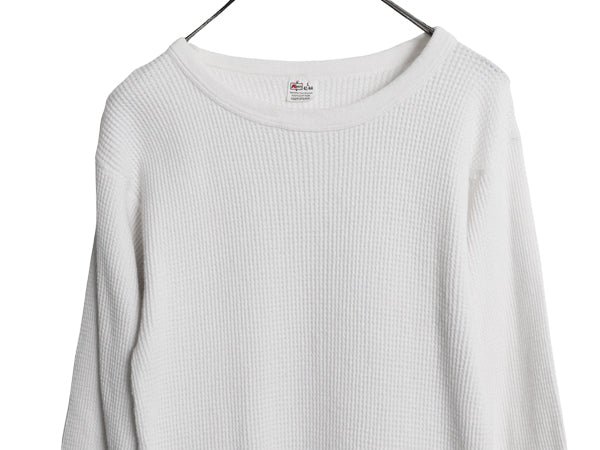 80s Kmart 長袖 サーマル Tシャツ メンズ L ヴィンテージ 100％ コットン クルーネック アンダーシャツ ワッフル ロンT ヘビーウェイト 白