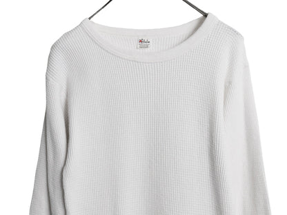 80s Kmart 長袖 サーマル Tシャツ メンズ L ヴィンテージ 100％ コットン クルーネック アンダーシャツ ワッフル ロンT ヘビーウェイト 白