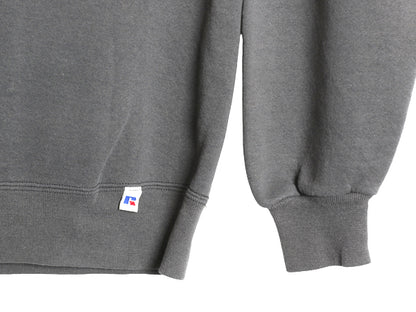 90s USA製 ラッセル 無地 スウェット メンズ レディース L 古着 オールド トレーナー 前V 裏起毛 ワンポイント ブランク シンプル グレー