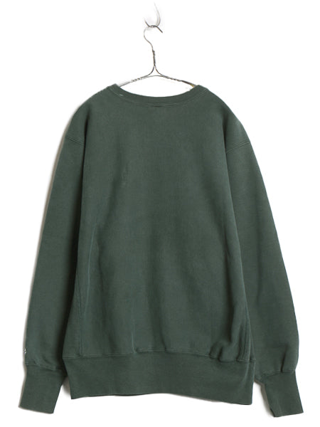 90s USA製 ★ チャンピオン リバースウィーブ カレッジ プリント スウェット メンズ XL オールド トレーナー 裏起毛 大きいサイズ グリーン