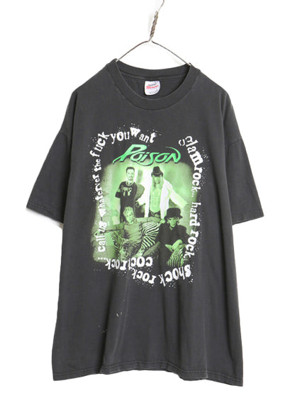 00s ポイズン 両面 ツアー プリント Tシャツ メンズ XL / オールド フォト イラスト グラフィック バンド ロック メタル 大きいサイズ 黒
