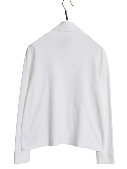 90s ローレン ラルフローレン タートルネック 長袖 Tシャツ レディース M 古着 オールド ポロ ロンT スムース ストレッチ コットン 無地 白