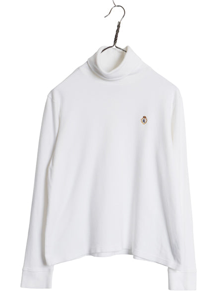 90s ローレン ラルフローレン タートルネック 長袖 Tシャツ レディース M 古着 オールド ポロ ロンT スムース ストレッチ コットン 無地 白