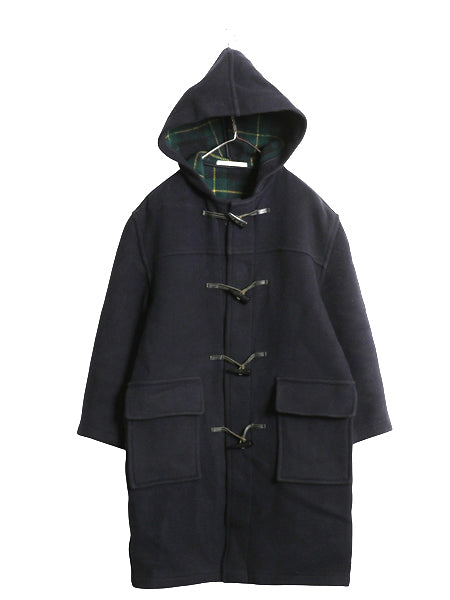 イギリス製 バーバリー ロンドン ダッフル コート レディース XS ハーフコート ロング メルトン ウール ブラックウォッチ チェックライナー