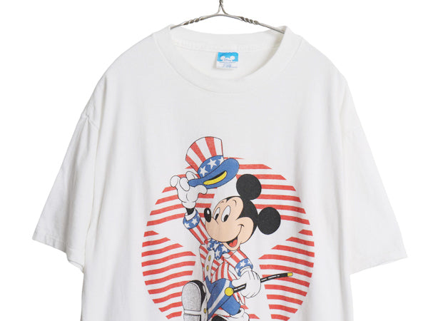 80s USA製 ミッキー プリント Tシャツ メンズ レディース XL ヴィンテージ ディズニー オフィシャル イラスト キャラクター 大きいサイズ