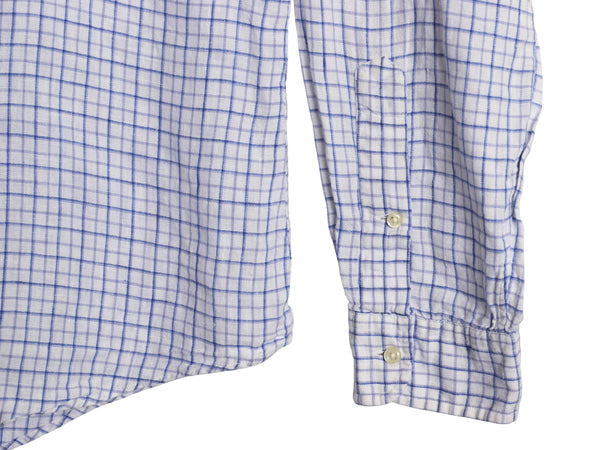 00s ラルフローレン チェック 長袖 ボタンダウン シャツ メンズ XL オールド ポロ 100% リネン 高級 長袖シャツ ワンポイント 大きいサイズ