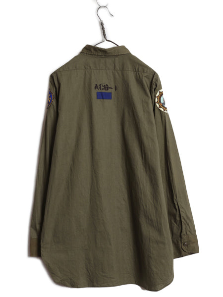 デッドストック 40s ★ 米軍実物 USN ネイビー N-3 ユーティリティ シャツ メンズ M ヴィンテージ コットン ポプリン ステンシル マチ付き