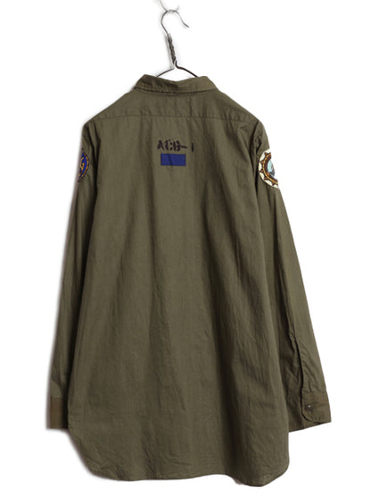 デッドストック 40s ★ 米軍実物 USN ネイビー N-3 ユーティリティ シャツ メンズ M ヴィンテージ コットン ポプリン ステンシル マチ付き