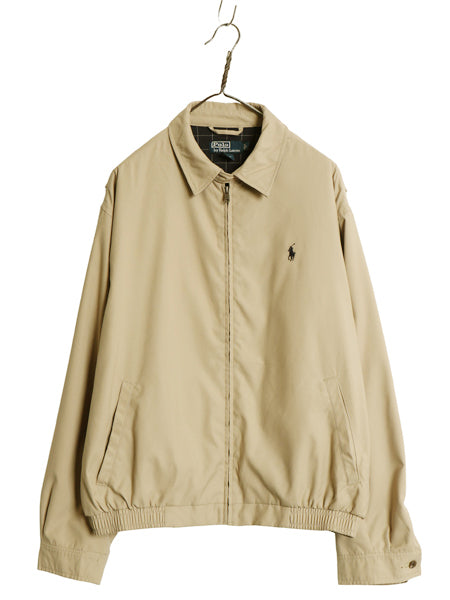 90s ポロ ラルフローレン スイングトップ ジャケット メンズ L / 古着 オールド スムース 素材 フルジップ チェック ライナー付き ブルゾン