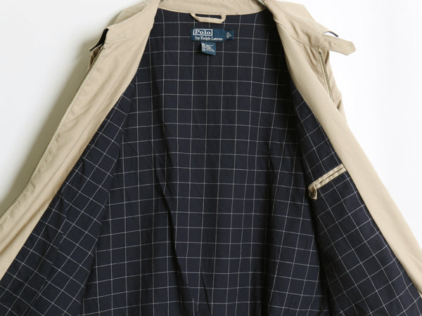 90s ポロ ラルフローレン スイングトップ ジャケット メンズ L / 古着 オールド スムース 素材 フルジップ チェック ライナー付き ブルゾン