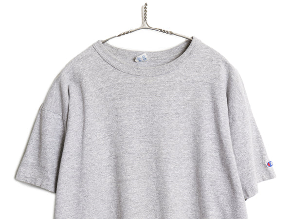 80s USA製 ★ チャンピオン 目無し 88 12 Tシャツ メンズ XL 古着 ヴィンテージ トリコタグ シングルステッチ 大きいサイズ 無地 霜降り 灰