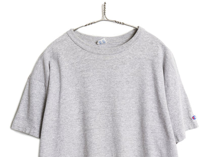 80s USA製 ★ チャンピオン 目無し 88 12 Tシャツ メンズ XL 古着 ヴィンテージ トリコタグ シングルステッチ 大きいサイズ 無地 霜降り 灰