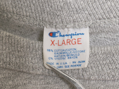 80s USA製 ★ チャンピオン 目無し 88 12 Tシャツ メンズ XL 古着 ヴィンテージ トリコタグ シングルステッチ 大きいサイズ 無地 霜降り 灰